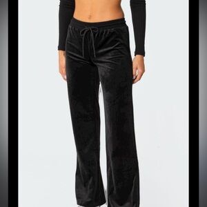 COPY - Black Velour Flare Legged Pants